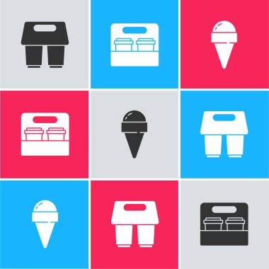 Set Coffee cup to go, and Ice cream in waffle cone icon. Vector