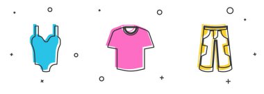 Mayo, tişört ve pantolon ikonunu hazırla. Vektör