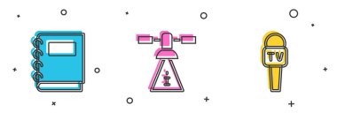 Not Defteri, Uydu ve Mikrofon simgesini ayarla. Vektör