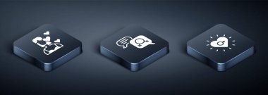 Set Isometric Love yourself, Feminism and Gender equality icon. Vector