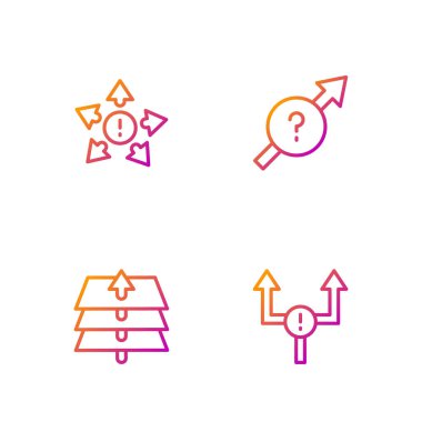 Çizgi oku, katmanlar, birçok yön oku ve... Renk simgeleri. Vektör