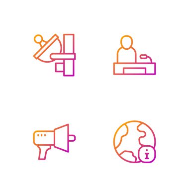 Dünya Haberleri, Megaphone, Radar ve Televizyon Haberleri. Renk simgeleri. Vektör