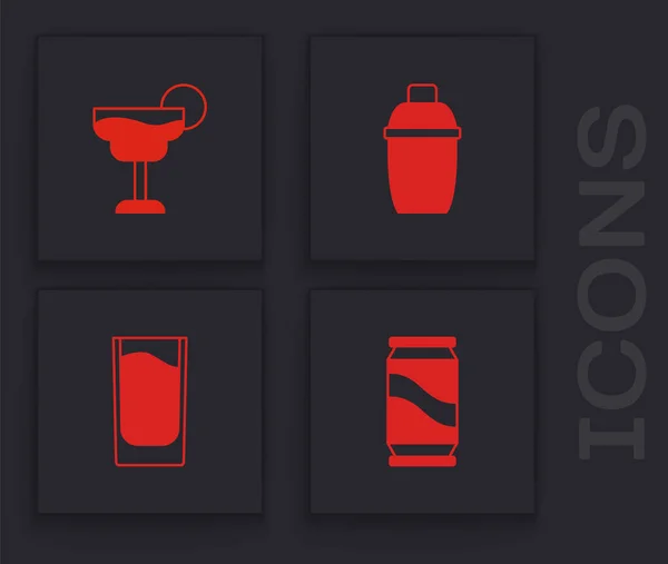 Set Bière, Cocktail, shaker et Shot icône en verre. Vecteur — Image vectorielle