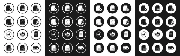 Set Document with clock, Next page arrow, Cloud storage text document, Delete file, protection concept, EPS, and folder icon. Vector — Διανυσματικό Αρχείο