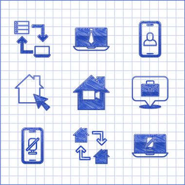 Set Video camera Off in home, Online working, Mute microphone on laptop, mobile, chat conference and icon. Vector