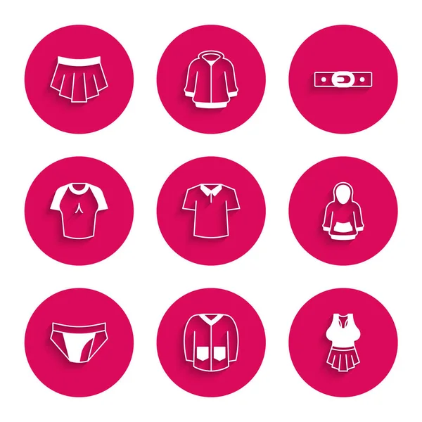 Set Shirt, Sweater, Undershirt, Hoodie, Men underpants, T-shirt, Belt and Skirt icon. Vector — Vettoriale Stock