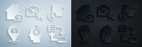 Set Freelancer, Time management, Online working, and icon. Vector — Image vectorielle