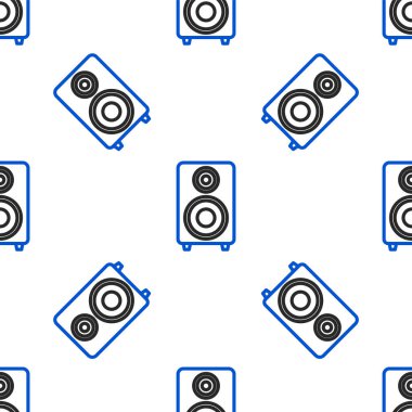 Hat Stereo hoparlörü simgesi beyaz arkaplanda kusursuz desen izole etti. Ses sistemi hoparlörleri. Müzik ikonu. Müzikal sütun hoparlörü. Renkli taslak konsepti. Vektör.