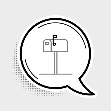 Açık posta kutusu simgesi gri arkaplanda izole edildi. Posta kutusu simgesi. Posta kutusunda bayrak var. Renkli taslak konsepti. Vektör.