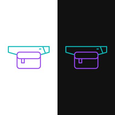 Beyaz ve siyah arkaplanda izole edilmiş muz ikonu çizgisi. Renkli taslak konsepti. Vektör