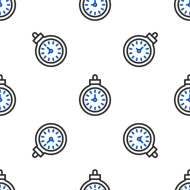 Çizgi cep saati simgesi beyaz arkaplanda izole edilmiş kusursuz desen. Renkli taslak konsepti. Vektör