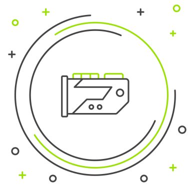 Çizgi Video grafik kartı simgesi beyaz arkaplanda izole edildi. Renkli taslak konsepti. Vektör