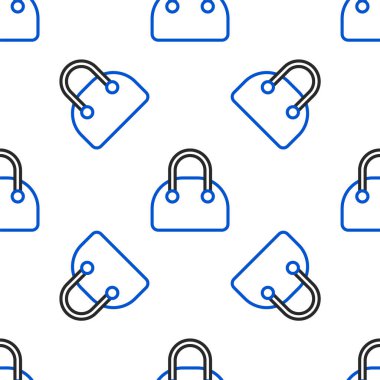 Çizgi çanta simgesi beyaz arkaplanda izole edilmiş kusursuz desen. Kadın el çantası işareti. Glamour günlük bagaj sembolü. Renkli taslak konsepti. Vektör