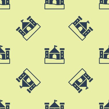 Mavi Kum Kalesi ikonu sarı arka planda izole edilmiş pürüzsüz desen. Vektör.