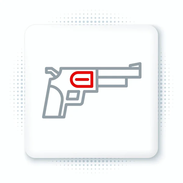 Icône Pistolet Line Revolver Isolée Sur Fond Blanc Concept Contour — Image vectorielle