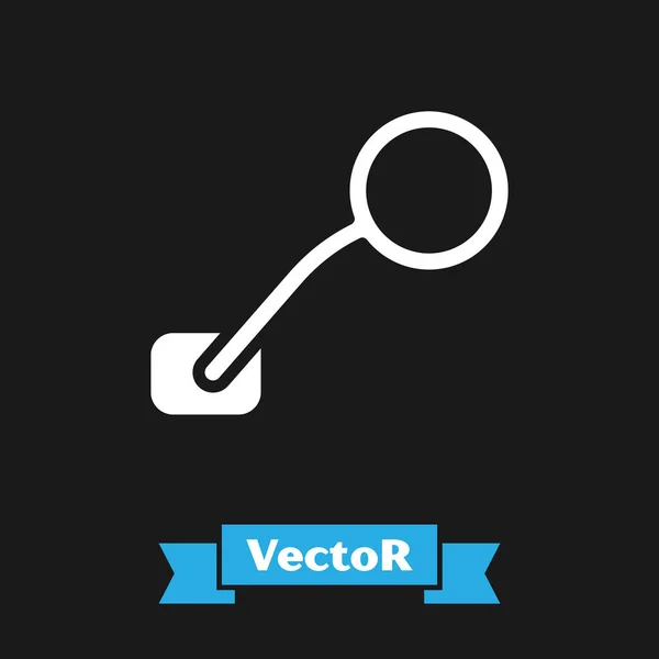 Bílé Kolo Zpětné Zrcátko Ikona Izolované Černém Pozadí Vektor — Stockový vektor