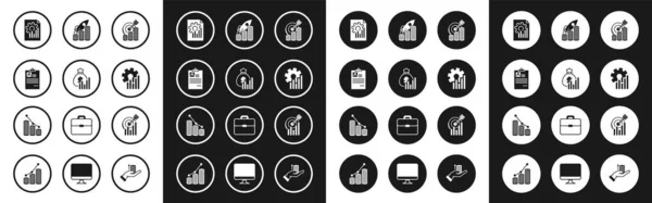 Fixez Cible Avec Symbole Pièce Sac Argent Graphique Diagramme Résumé — Image vectorielle