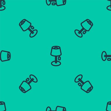 Mavi çizgi yer lambası ikonu yeşil arka planda izole edilmiş pürüzsüz desen. Vektör.