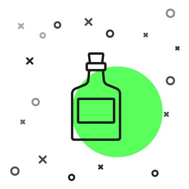 Siyah çizgili alkol, beyaz arka planda izole edilmiş rom şişesi ikonu. Vektör