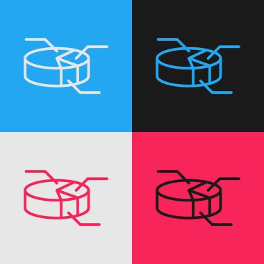 Pop Art Line Pie grafik bilgi simgesi renk arkaplanında izole edildi. Diyagram çizelgesi. Vektör