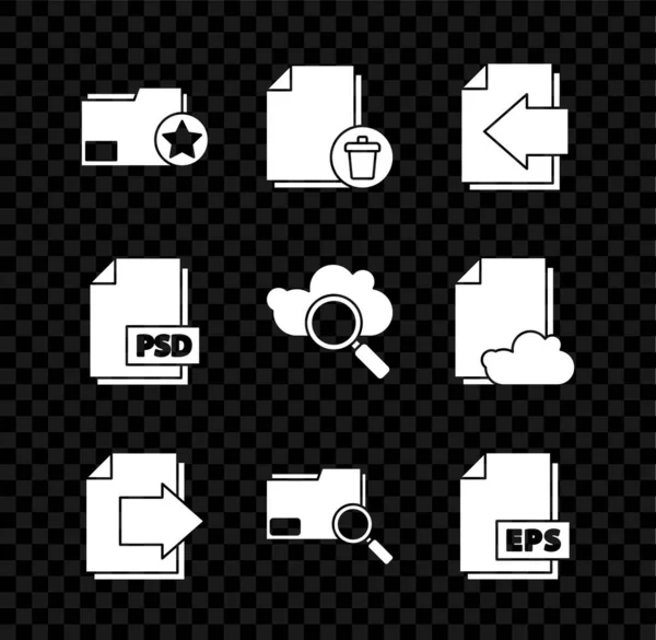 Set Document Map Met Ster Delete File Document Next Page — Stockvector