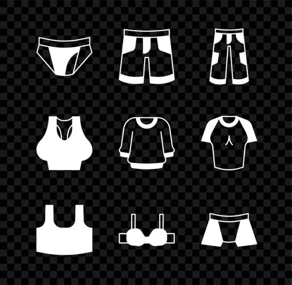 Set Men Underpants Short Pants Undershirt Bra Sweater Icon Vector — Stock Vector