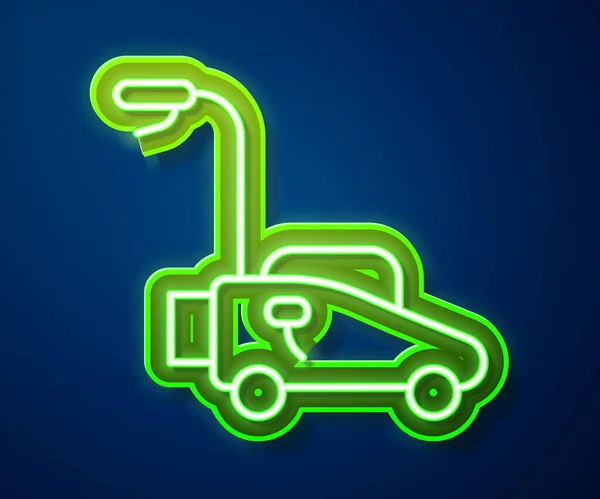Glowing Neon Line Lawn Mower Icon 고립된 배경에 잔디를 잔디깎는 — 스톡 벡터