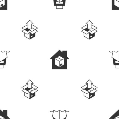 Kargo gemisini kutu teslimatı, Ev hizmetleri ve Boks 'u sorunsuz bir kalıba sokun. Vektör