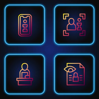 Sabit hat gazetecilik soruşturması, flaş haber, bilgi ve televizyon raporu. Renk simgeleri. Vektör