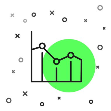 Beyaz arkaplanda siyah çizgi pasta grafiği bilgi simgesi izole edildi. Diyagram çizelgesi. Vektör