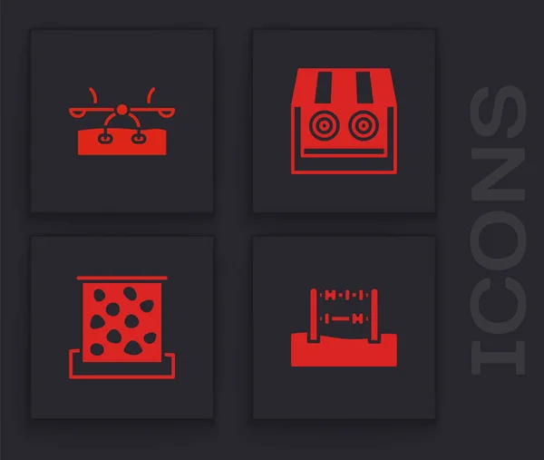 Set Abacus, wip, Fotogalerij en klimwand icoon. Vector — Stockvector