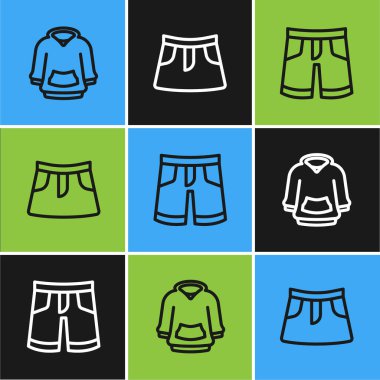 Hat kapüşonlu, kısa pantolonlu ve etekli. Vektör