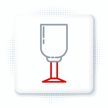 Beyaz arka planda izole edilmiş çizgi şarap cam ikonu. Şarap kadehi ikonu. Kadeh işareti. Cam levhası. Renkli taslak konsepti. Vektör.