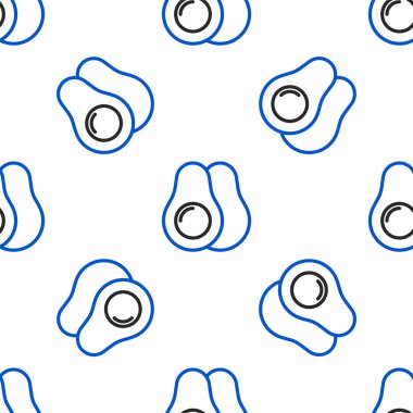 Avokado meyve simgesi beyaz arkaplanda izole edilmiş kusursuz desen. Renkli taslak konsepti. Vektör