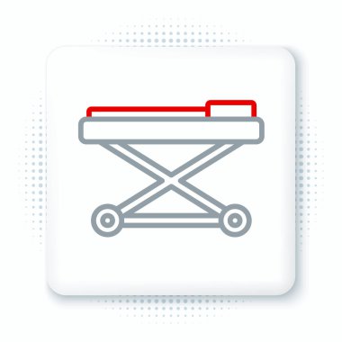 Çizgi Sedyesi simgesi beyaz arkaplanda izole edildi. Hastanenin tıbbi sedyesi. Renkli taslak konsepti. Vektör