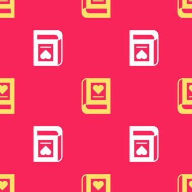 Sarı Tıbbi Kitap simgesi kırmızı zeminde izole edilmiş kusursuz desen. Vektör.