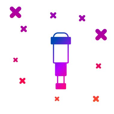 Beyaz arkaplanda izole edilmiş renkli Spyglass teleskop ikonu. Denizci dürbünü. Kademeli rastgele dinamik şekiller. Vektör