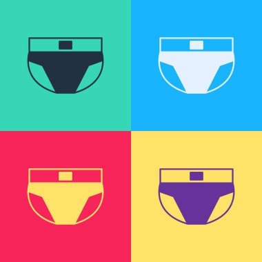 Pop Art Men iç çamaşırı ikonu renk arkaplanında izole edilmiş. Erkek iç çamaşırı. Vektör