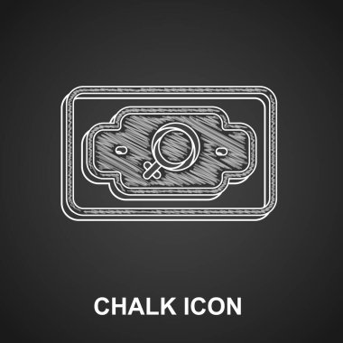 Tebeşir parası büyüyen kadın simgesi siyah arka planda izole edildi. Gelir kavramı. İş büyümesi. Yatırım, tasarruf ve para yönetimi. Vektör