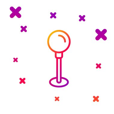 Renk çizgisi İtme simgesi beyaz arkaplanda izole edildi. Raptiye işareti. Kademeli rastgele dinamik şekiller. Vektör.