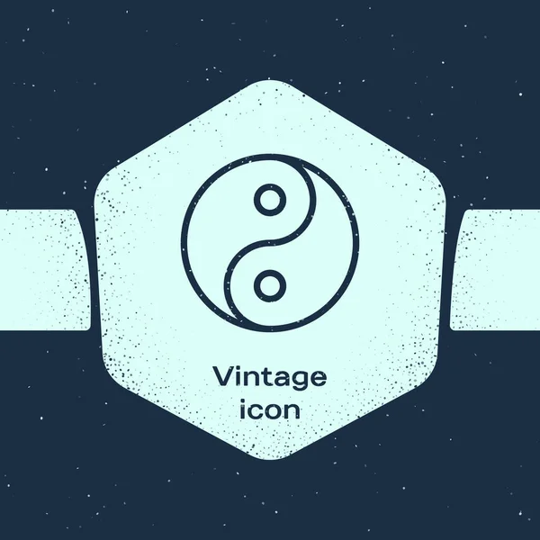 Grunge Ligne Yin Yang Symbole Harmonie Icône Équilibre Isolé Sur — Image vectorielle