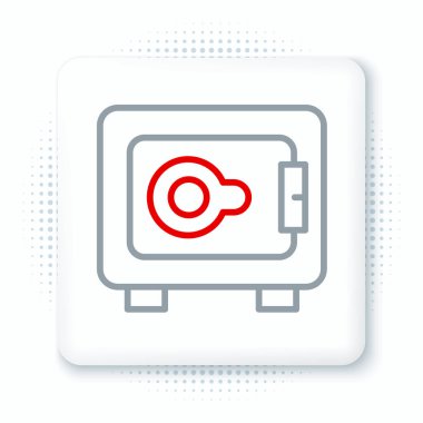 Beyaz arkaplanda güvenli satır simgesi izole edildi. Kapı, şifreli bir banka kasası. Güvenilir Veri Koruma. Renkli taslak konsepti. Vektör