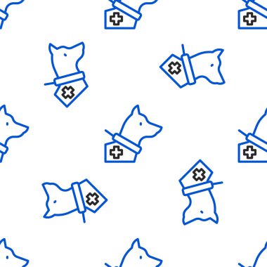 Çizgi Rehberi köpek simgesi beyaz arkaplandaki kusursuz deseni izole etti. Renkli taslak konsepti. Vektör