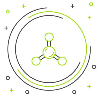 Molekül simgesi beyaz arkaplanda izole edildi. Kimya moleküllerinin yapısı, fen öğretmenlerinin yenilikçi eğitim posteri. Renkli taslak konsepti. Vektör