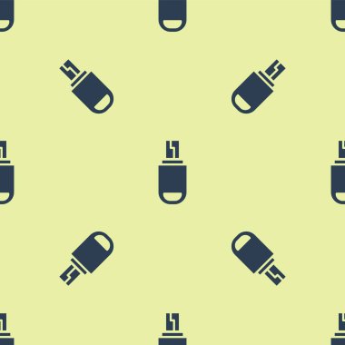 Mavi USB flaş bellek simgesi sarı arka planda izole edilmiş. Vektör İllüstrasyonu.