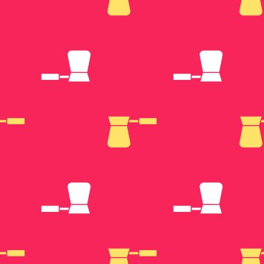 Sarı Kahve Türk ikonu, kırmızı arka planda pürüzsüz bir desen buldu. Vektör.