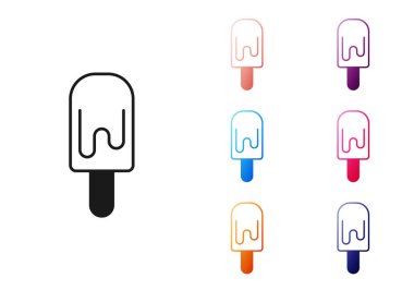 Siyah dondurma beyaz arka planda izole edilmiş bir çubuk ikonu. Güzel sembol. Simgeleri renklendirin. Vektör.