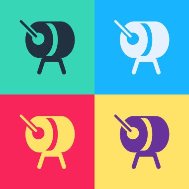 Pop Art Ramazan davul simgesi renk arkaplanında izole edildi. Vektör