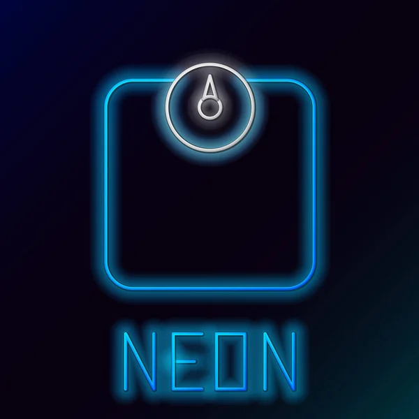Ragyogó Neon Vonal Fürdőszobai Mérlegek Ikon Elszigetelt Fekete Háttérrel Súlymérő — Stock Vector