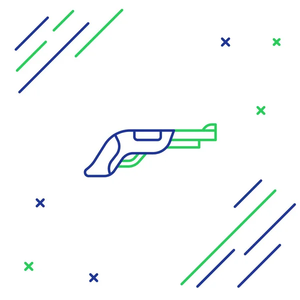 线条复古手枪图标隔离在白色背景 古老的武器五彩缤纷的概念 — 图库矢量图片
